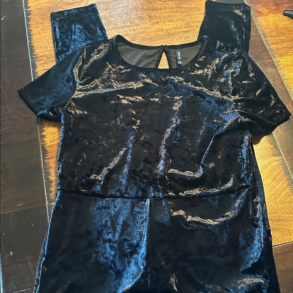 Torrid jumpsuit black velvety feel size 2 Torrid so 18 US. EUC
